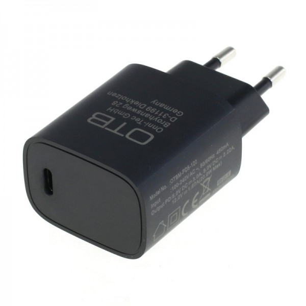 AC Adapter USB-C med USB Power Delivery USB-PD - 20W - svart